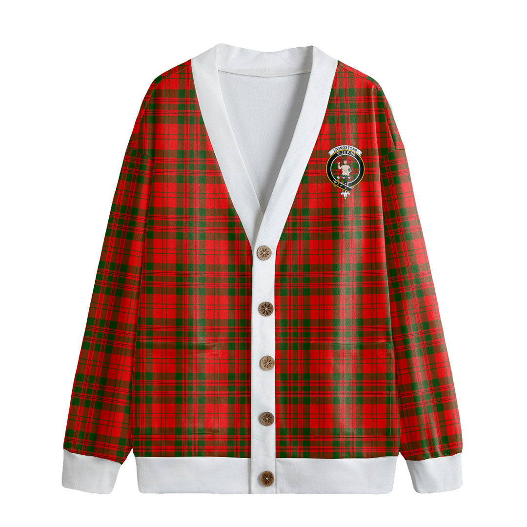 Livingstone Modern Tartan Crest Knitted Fleece Cardigan