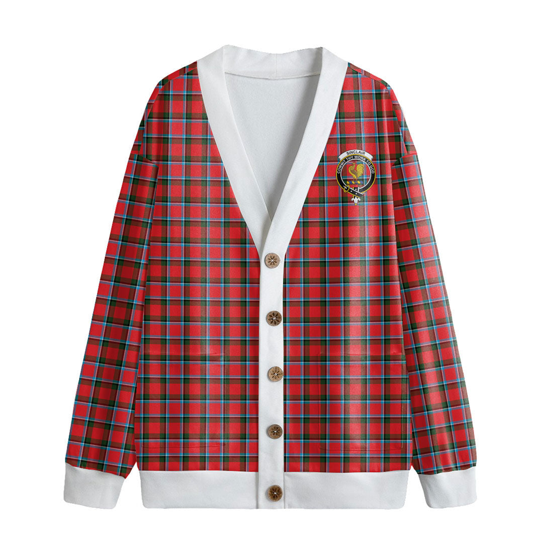 Sinclair Modern Tartan Crest Knitted Fleece Cardigan