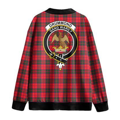 Drummond Modern Tartan Crest Knitted Fleece Cardigan