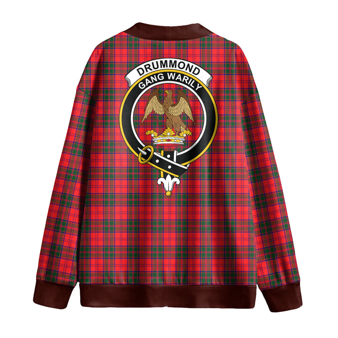 Drummond Modern Tartan Crest Knitted Fleece Cardigan