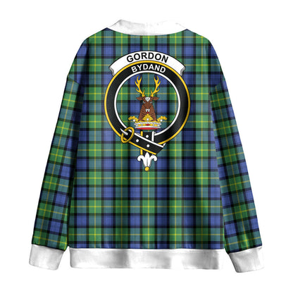 Gordon Old Ancient Tartan Crest Knitted Fleece Cardigan