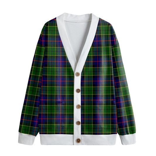 Forsyth Modern Tartan Plaid Knitted Fleece Cardigan