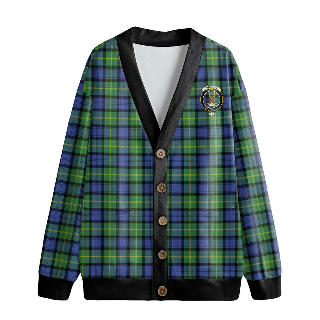 Gordon Old Ancient Tartan Crest Knitted Fleece Cardigan