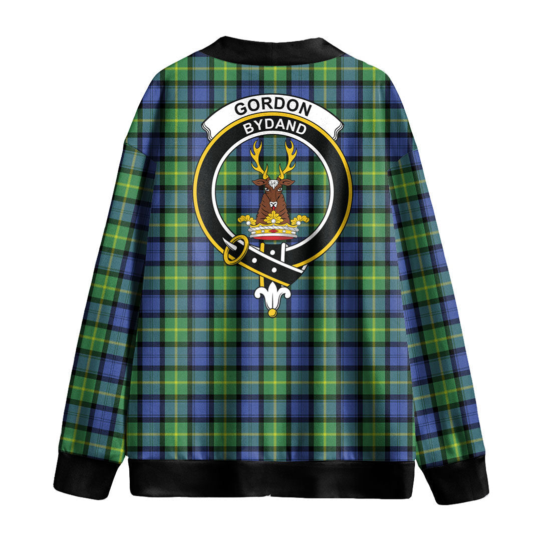 Gordon Old Ancient Tartan Crest Knitted Fleece Cardigan