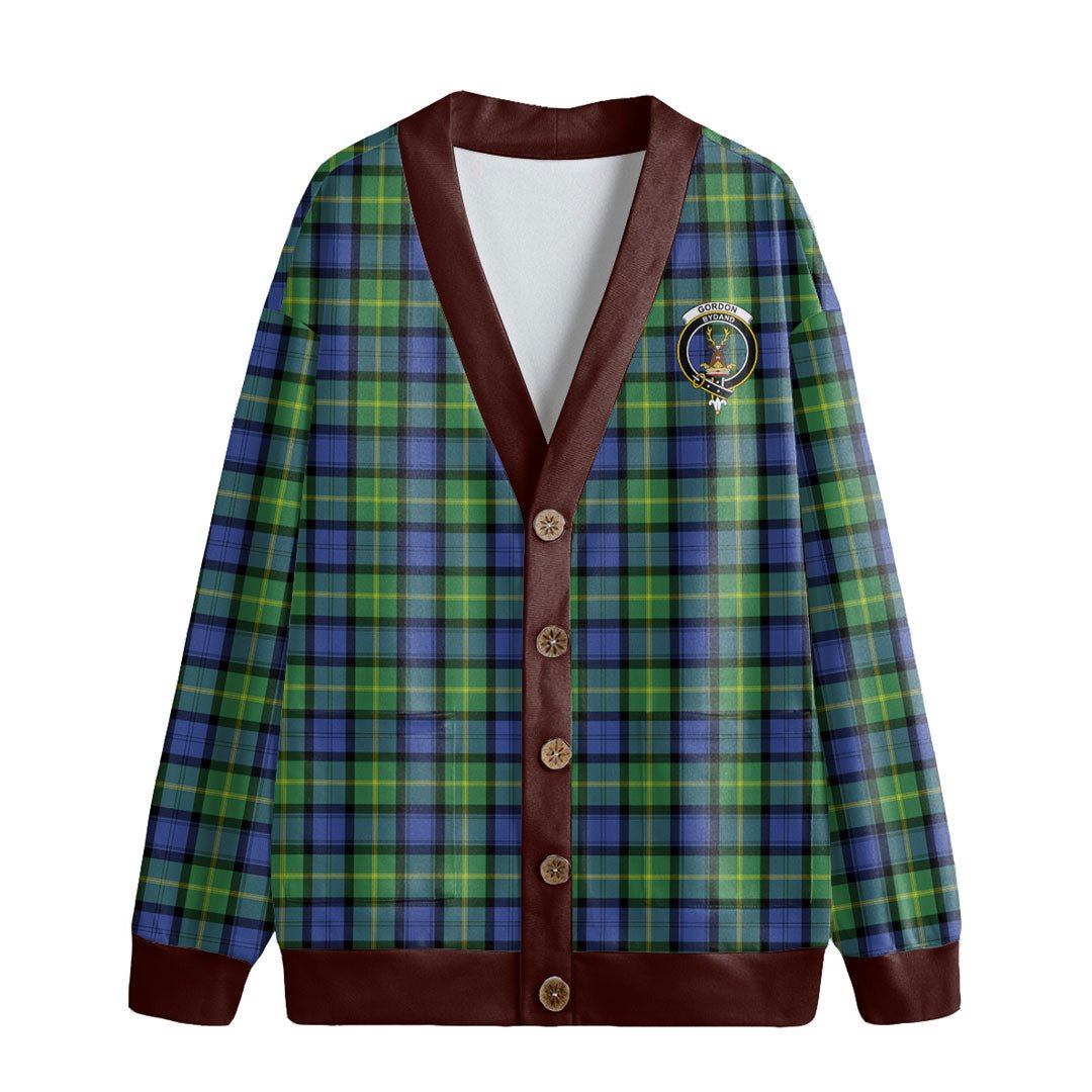 Gordon Old Ancient Tartan Crest Knitted Fleece Cardigan