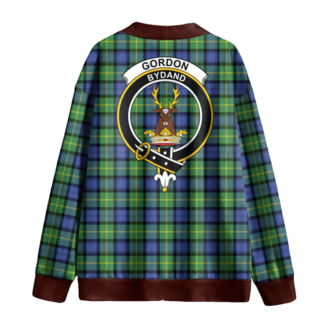 Gordon Old Ancient Tartan Crest Knitted Fleece Cardigan