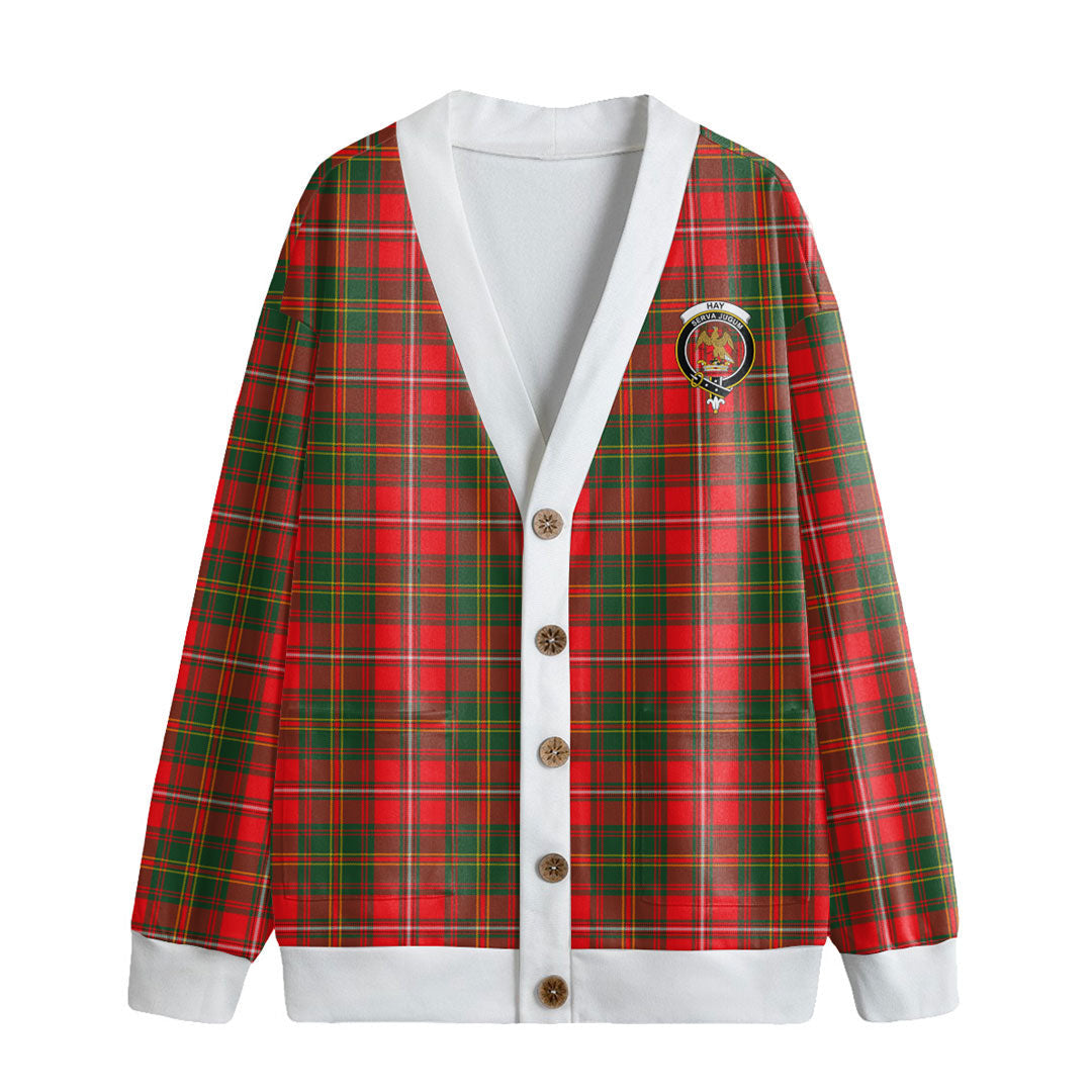 Hay Modern Tartan Crest Knitted Fleece Cardigan