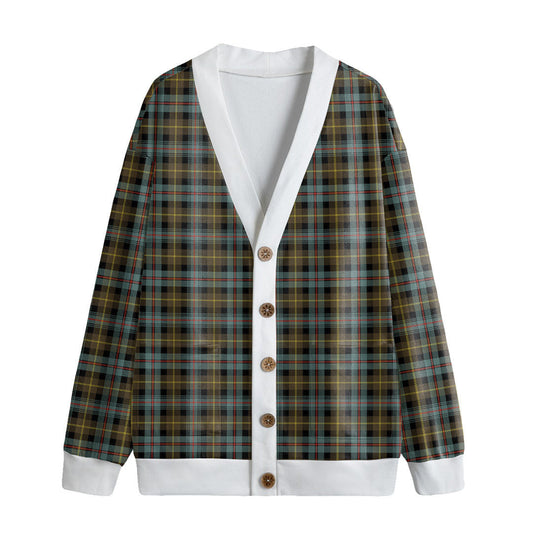 Farquharson Weathered Tartan Plaid Knitted Fleece Cardigan