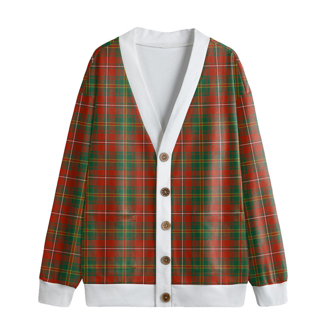 Hay Ancient Tartan Plaid Knitted Fleece Cardigan