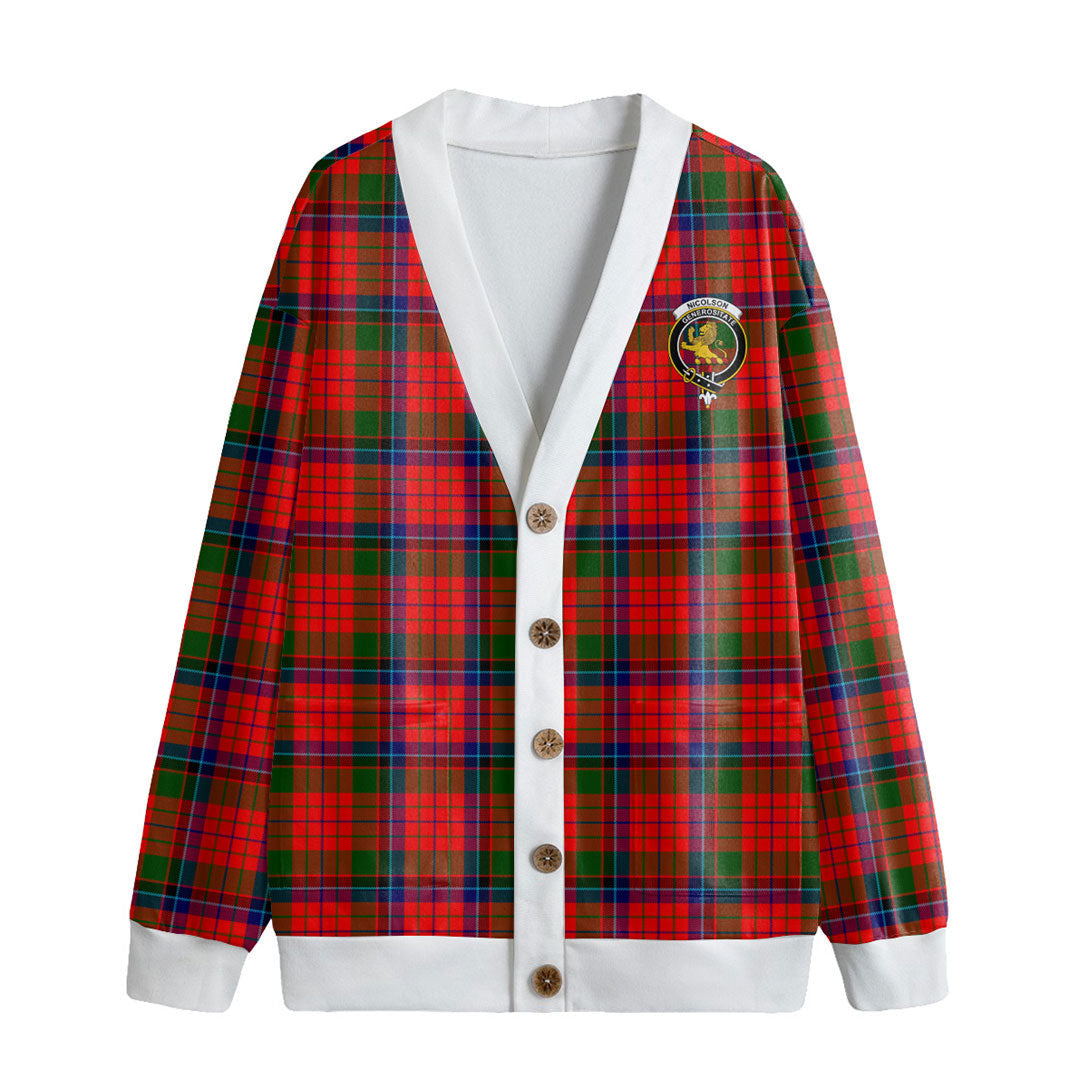 Nicolson Modern Tartan Crest Knitted Fleece Cardigan