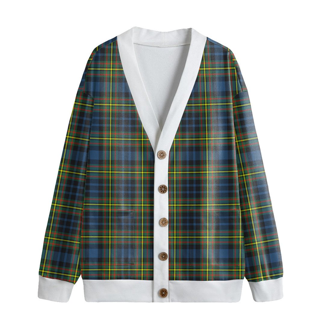 MacLellan Ancient Tartan Plaid Knitted Fleece Cardigan