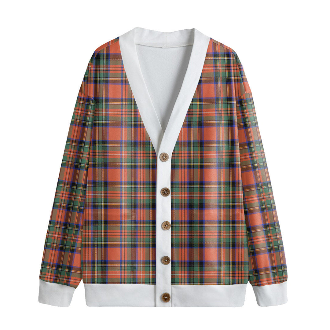 Stewart Royal Ancient Tartan Plaid Knitted Fleece Cardigan