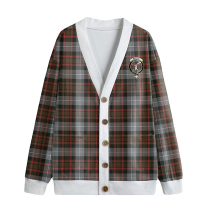 MacRae Hunting Weathered Tartan Crest Knitted Fleece Cardigan