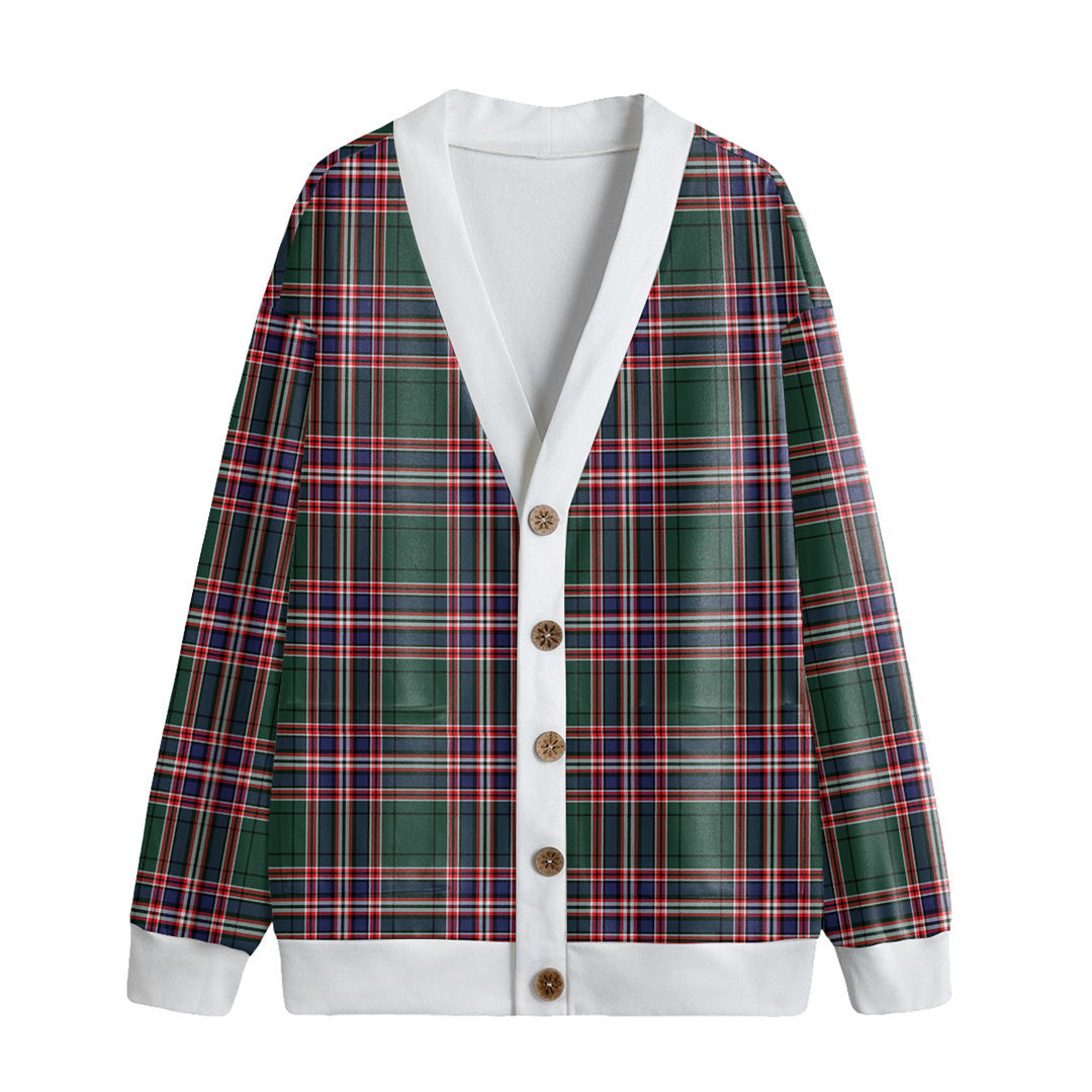 MacFarlane Hunting Modern Tartan Plaid Knitted Fleece Cardigan