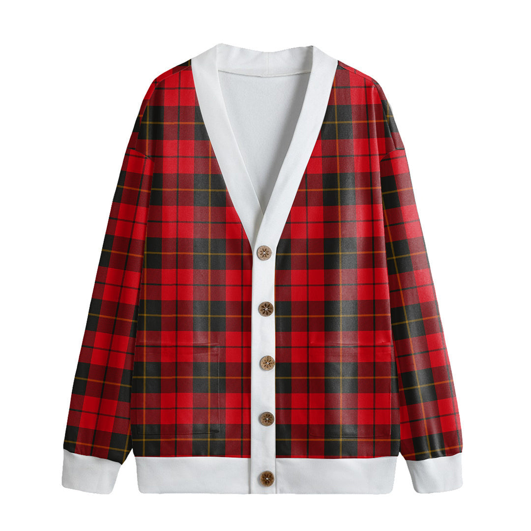 Wallace Weathered Tartan Plaid Knitted Fleece Cardigan