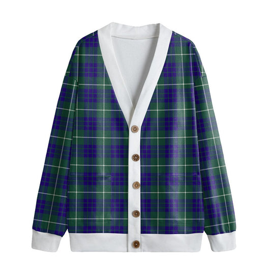 Hamilton Hunting Modern Tartan Plaid Knitted Fleece Cardigan