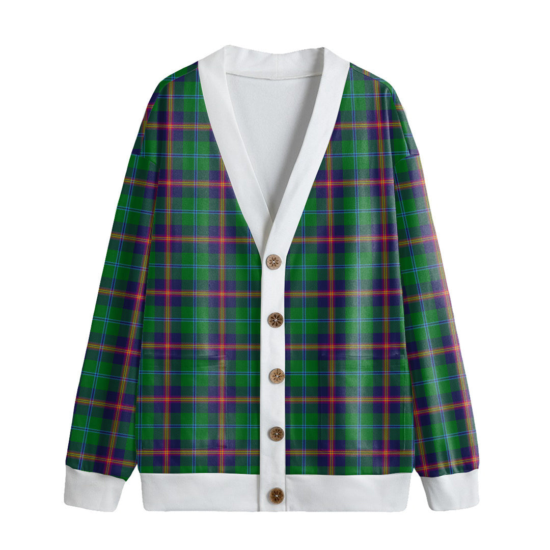 Young Modern Tartan Plaid Knitted Fleece Cardigan