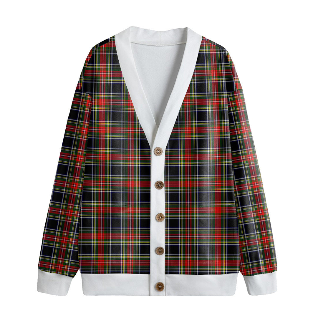 Stewart Black Tartan Plaid Knitted Fleece Cardigan