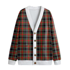 Stewart Black Tartan Plaid Knitted Fleece Cardigan