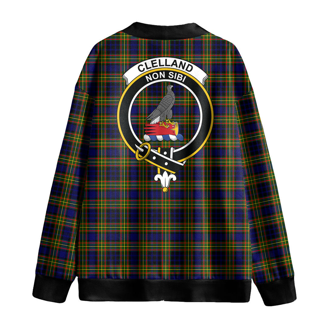 Clelland Modern Tartan Crest Knitted Fleece Cardigan