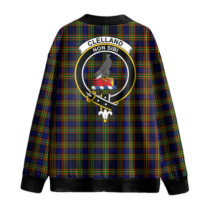 Clelland Modern Tartan Crest Knitted Fleece Cardigan