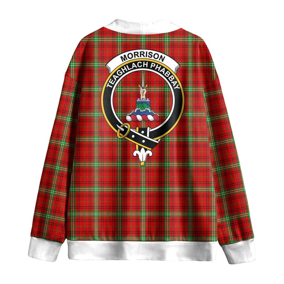 Morrison Red Modern Tartan Crest Knitted Fleece Cardigan