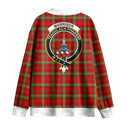 Morrison Red Modern Tartan Crest Knitted Fleece Cardigan