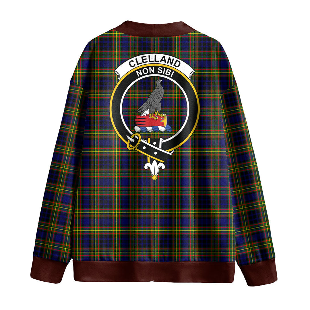 Clelland Modern Tartan Crest Knitted Fleece Cardigan