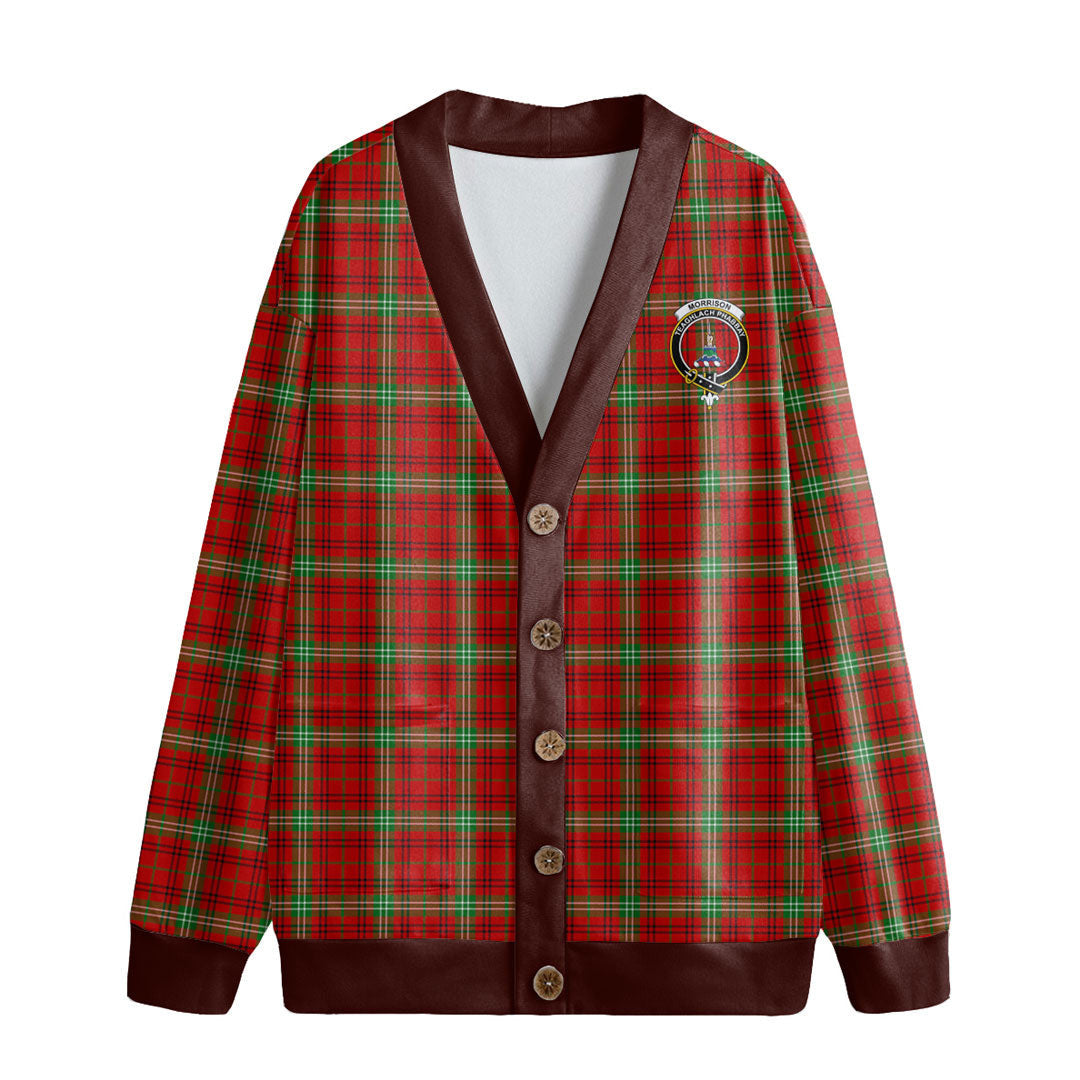 Morrison Red Modern Tartan Crest Knitted Fleece Cardigan