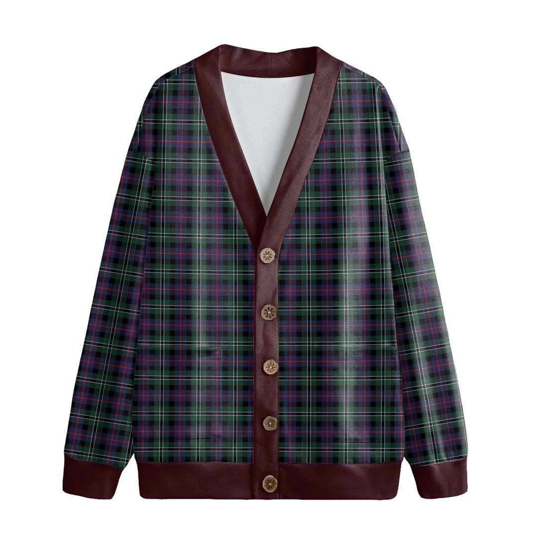 Rose Hunting Modern Tartan Plaid Knitted Fleece Cardigan