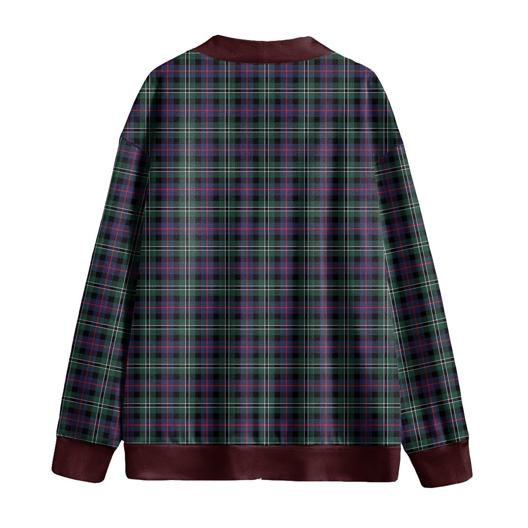 Rose Hunting Modern Tartan Plaid Knitted Fleece Cardigan