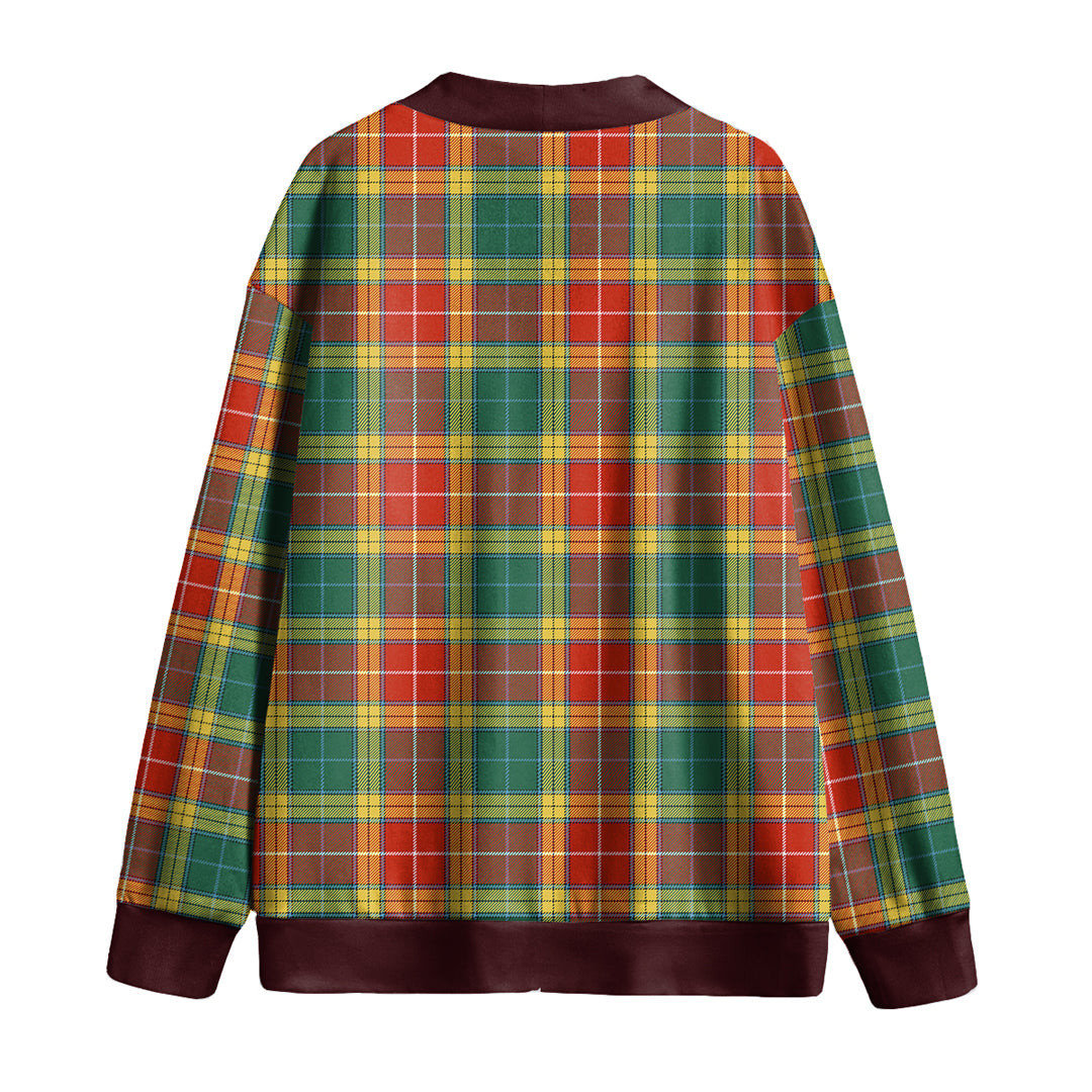 Buchanan Old Sett Tartan Plaid Knitted Fleece Cardigan