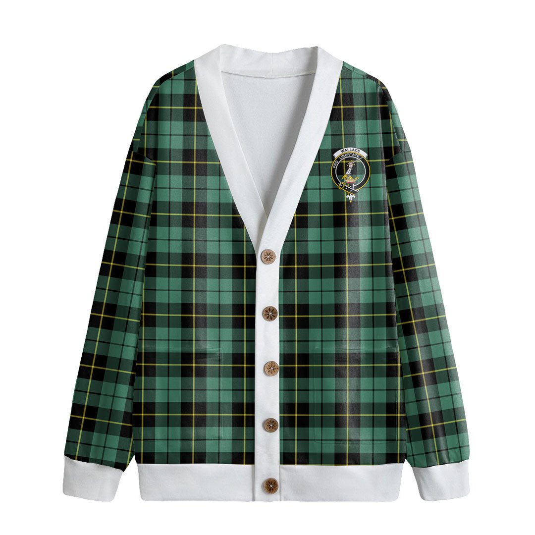 Wallace Hunting Ancient Tartan Crest Knitted Fleece Cardigan