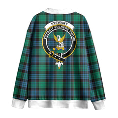 Stewart Old Ancient Tartan Crest Knitted Fleece Cardigan