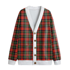 Stewart Royal Modern Tartan Plaid Knitted Fleece Cardigan