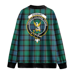 Stewart Old Ancient Tartan Crest Knitted Fleece Cardigan