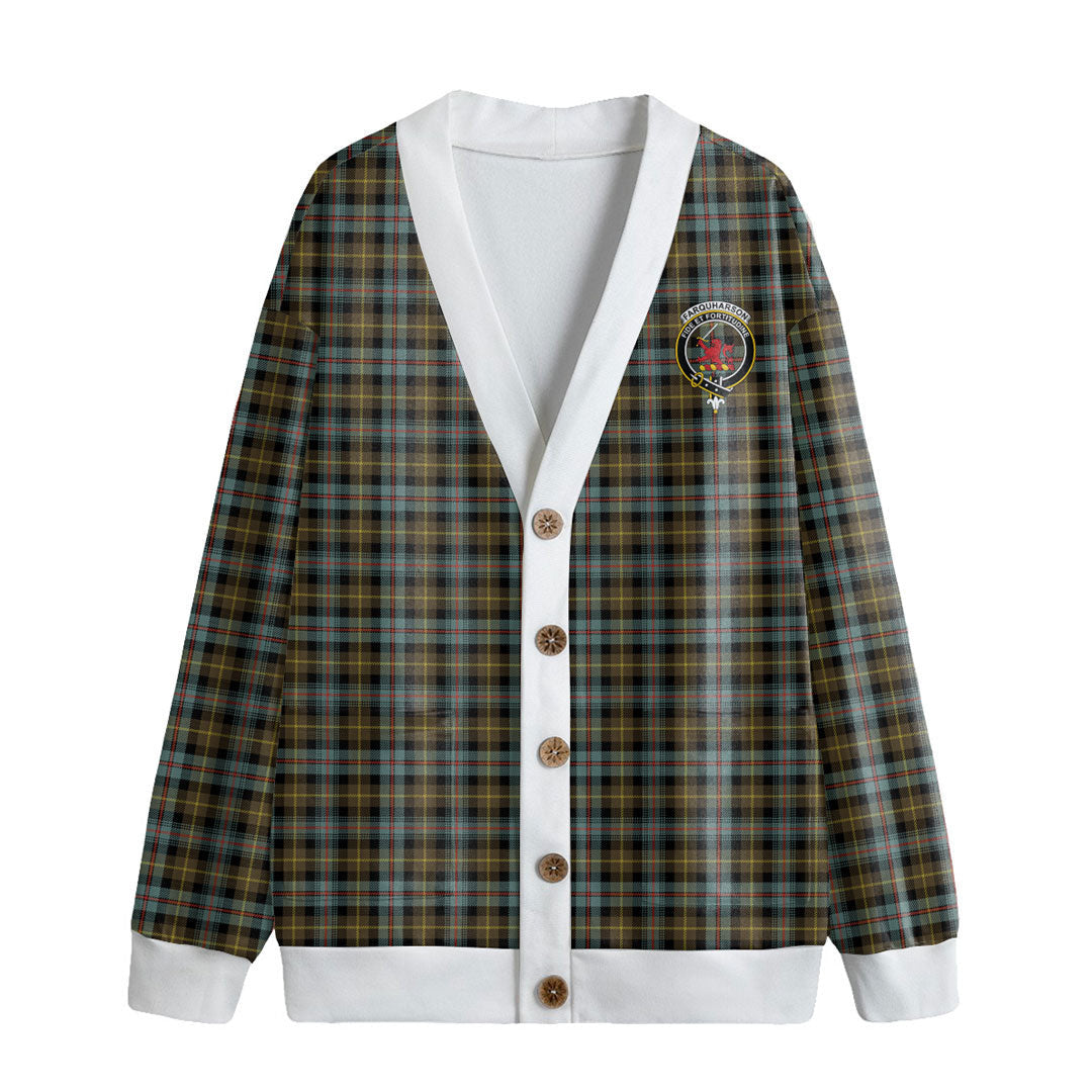 Farquharson Weathered Tartan Crest Knitted Fleece Cardigan