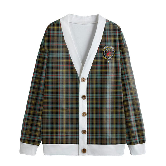 Farquharson Weathered Tartan Crest Knitted Fleece Cardigan