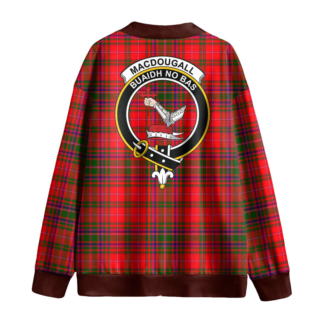 MacDougall Modern Tartan Crest Knitted Fleece Cardigan