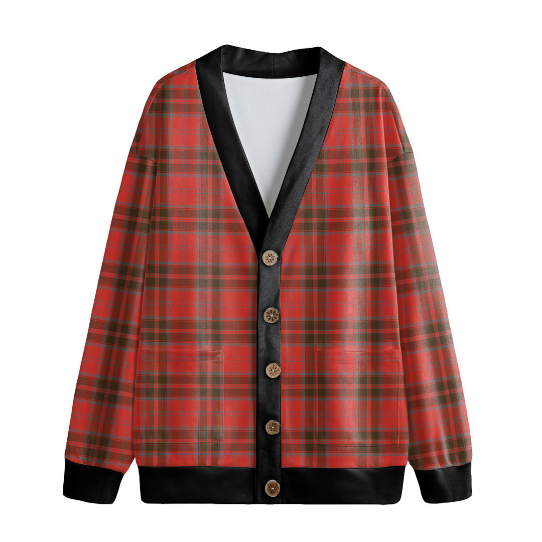 Grant Weathered Tartan Plaid Knitted Fleece Cardigan