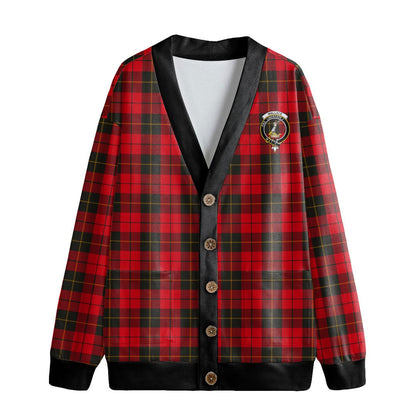 Wallace Weathered Tartan Crest Knitted Fleece Cardigan