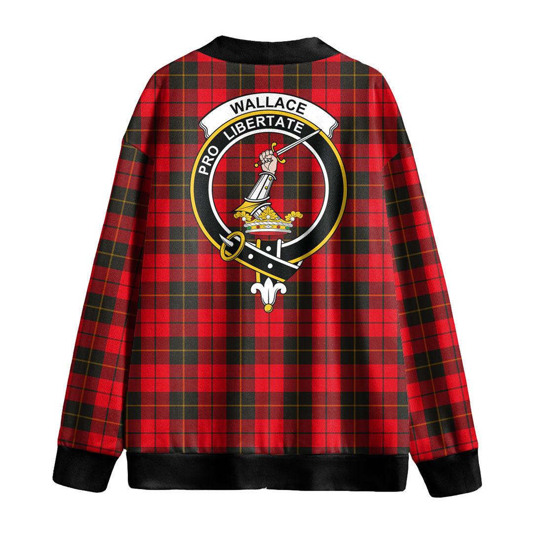 Wallace Weathered Tartan Crest Knitted Fleece Cardigan