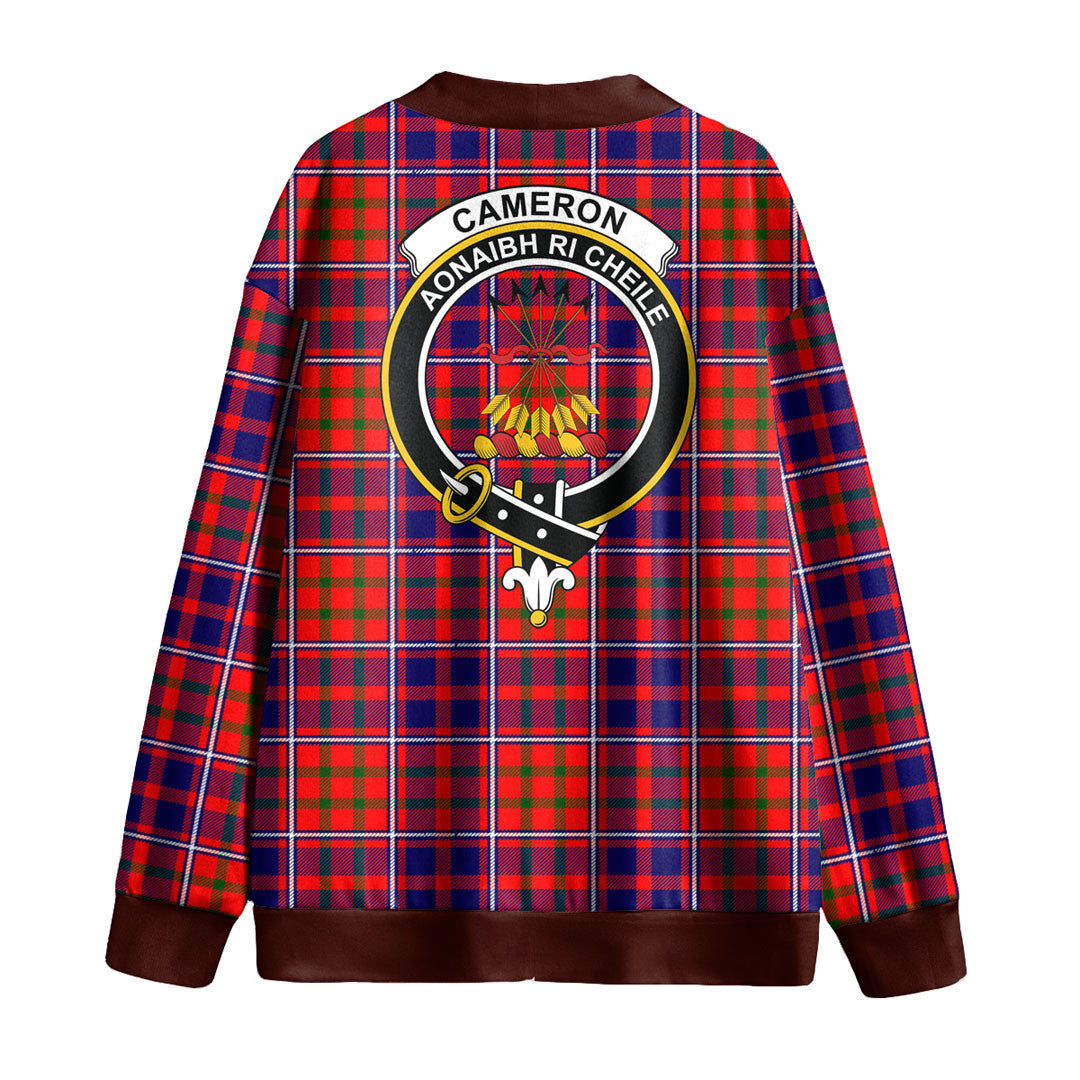 Cameron of Lochiel Modern Tartan Crest Knitted Fleece Cardigan