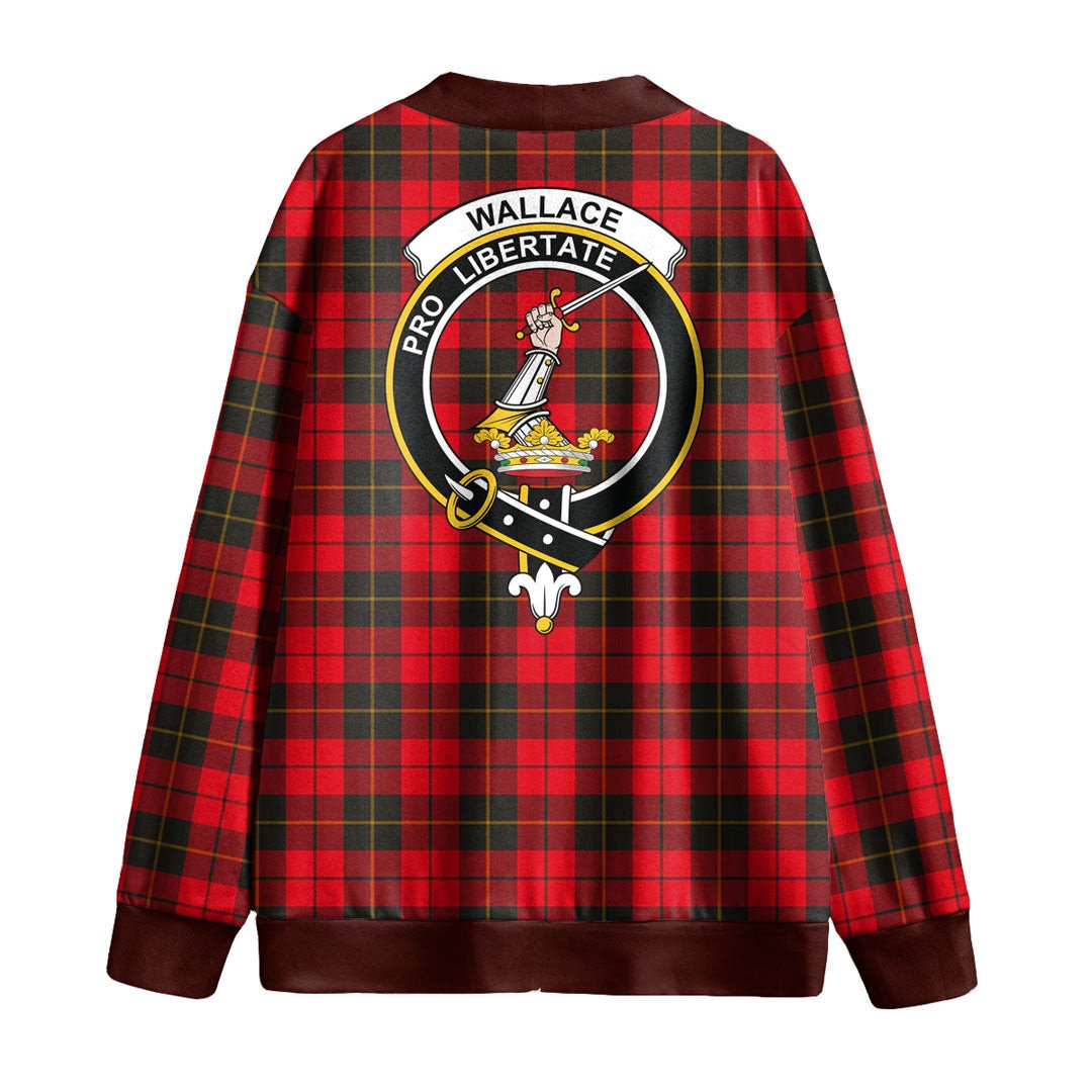 Wallace Weathered Tartan Crest Knitted Fleece Cardigan