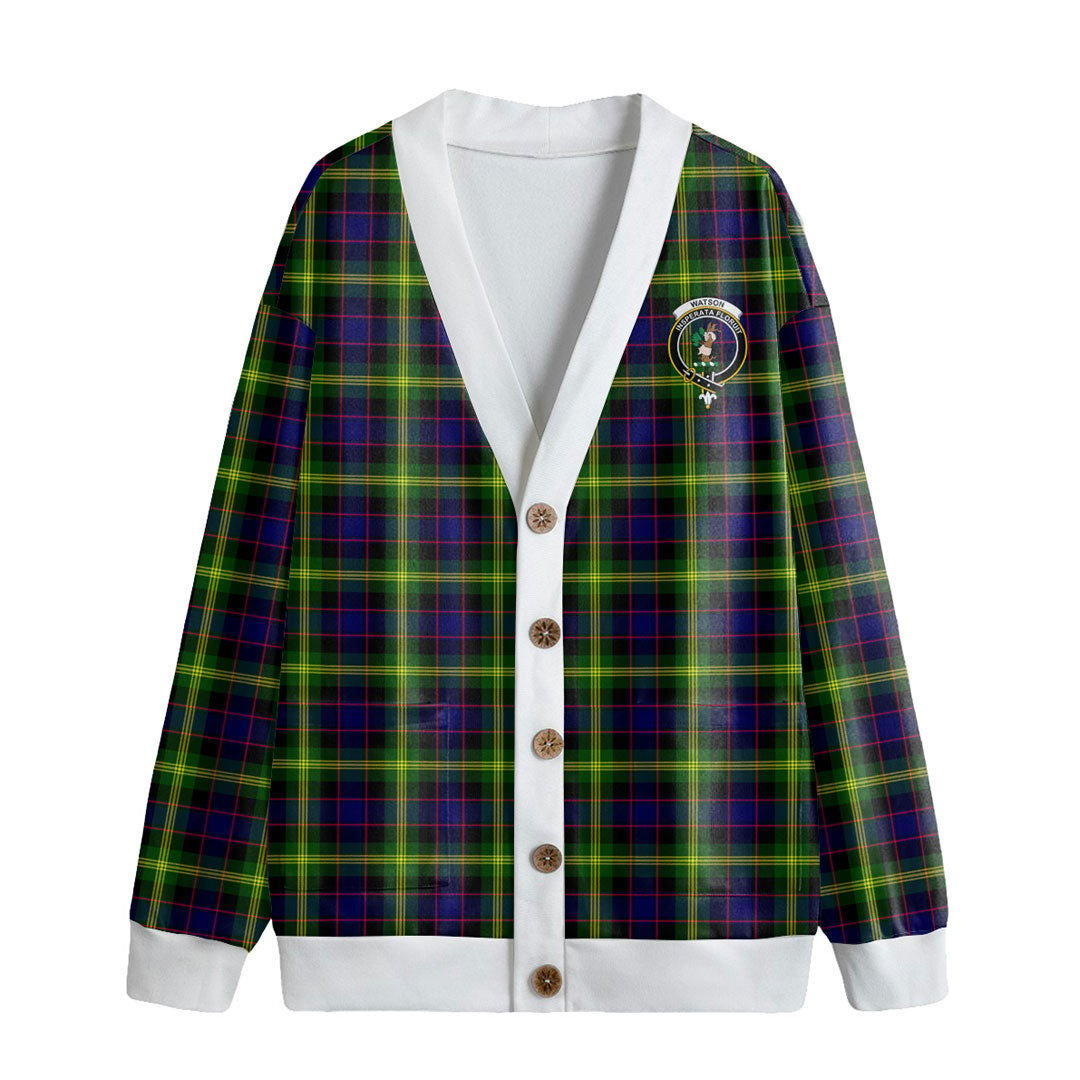 Watson Modern Tartan Crest Knitted Fleece Cardigan