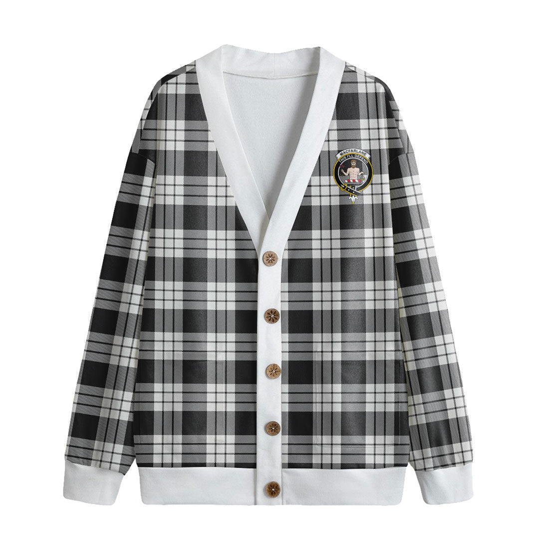 MacFarlane Black White Ancient Tartan Crest Knitted Fleece Cardigan