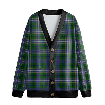 Wishart Hunting Modern Tartan Plaid Knitted Fleece Cardigan