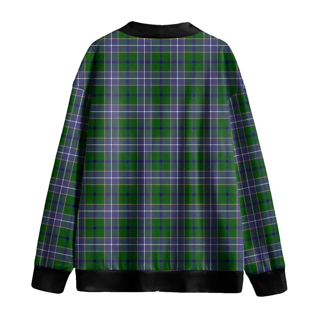 Wishart Hunting Modern Tartan Plaid Knitted Fleece Cardigan