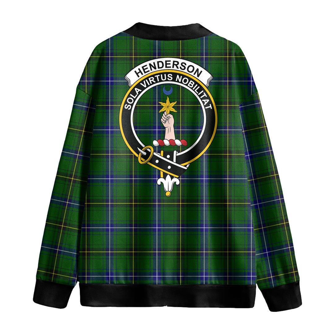 Henderson Modern Tartan Crest Knitted Fleece Cardigan