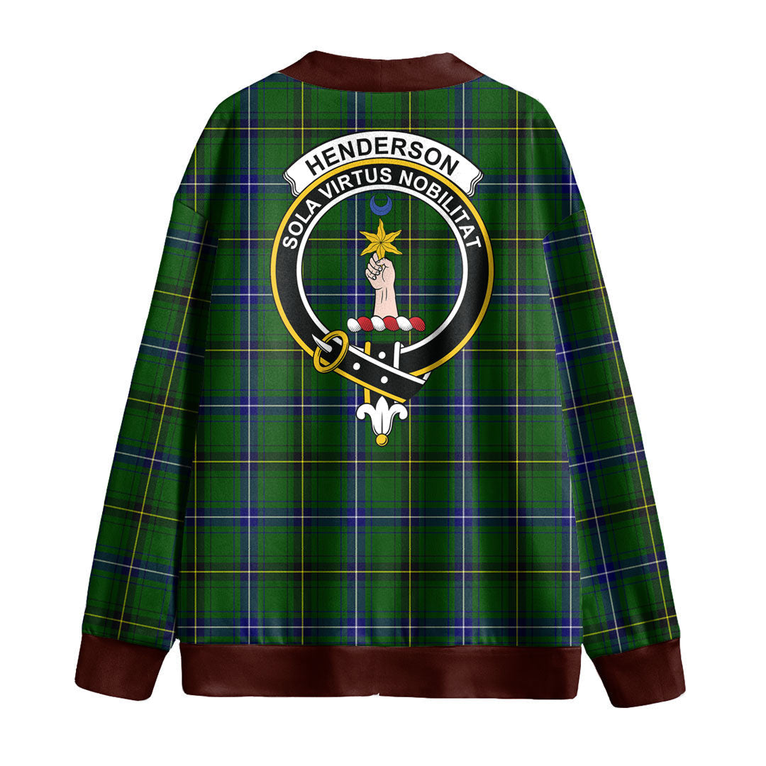 Henderson Modern Tartan Crest Knitted Fleece Cardigan